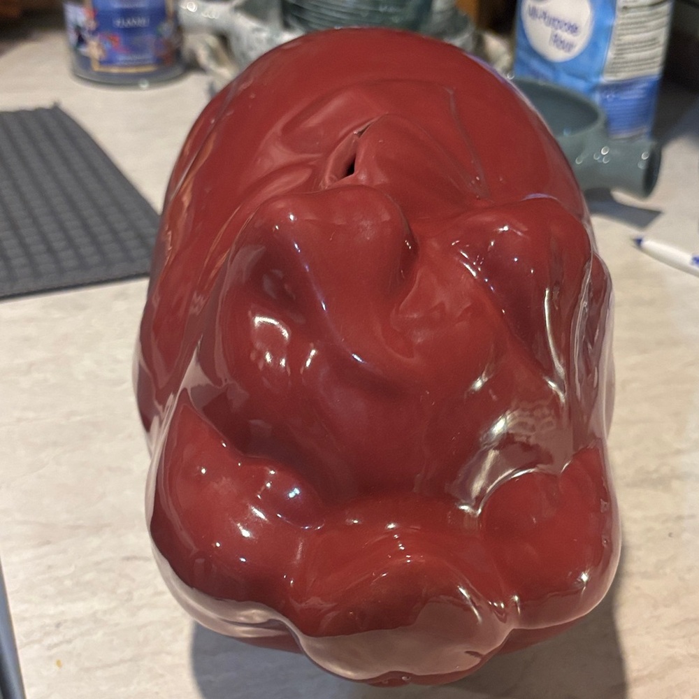 Large Maroon Bybee pottery pig